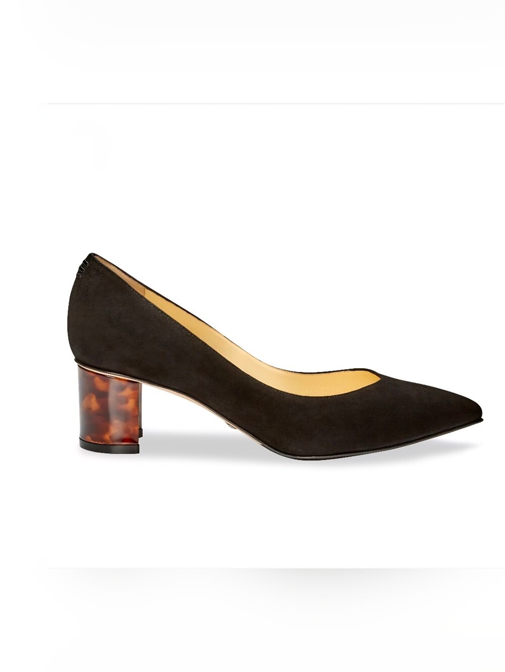 Sarah Flint Emma Black Suede Pointed Toe Tortoise Block Heel Pump 37.5 Italy